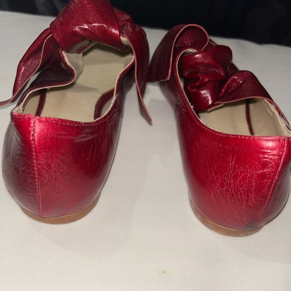 Zara red leather bow knot flats - Picture 6 of 12